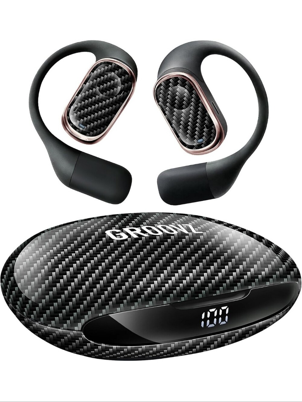 Groovz Open-Ear Plus True Wireless Headphones with Battery Display. NEW